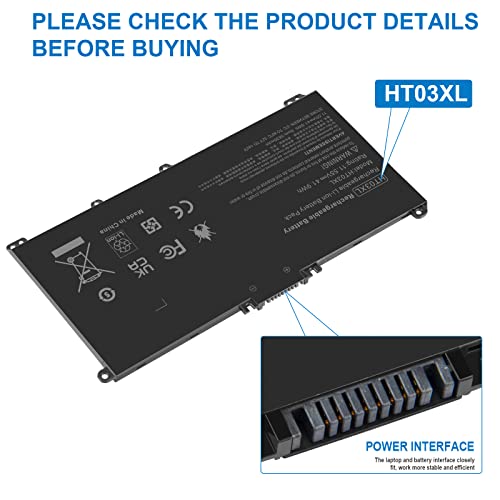 HT03XL L11119-855 Battery for HP Pavilion 14-CE 14-CF 14-DF 14-DQ 14-DK 14M-DH 15-CS 15-DA 15-DB 15-DW 15-DY 17-by 17-CA,15-DA0014DX 15-CS0053CL HSTNN-UB7J HSTNN-DB8R HT03041XL L11421-542 L11421-2C2 - size: 7.32*3.54*0.24inch