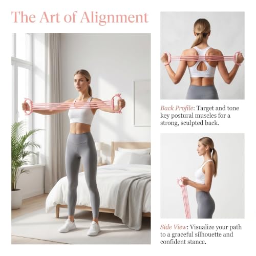 Operitacx Figure 8 Fitness Resistance Band with Handles | 15-90LBS Elastic Bands for Arm Back & Shoulder | Portable Exercise Equipment for Yoga & Pilates Stretching