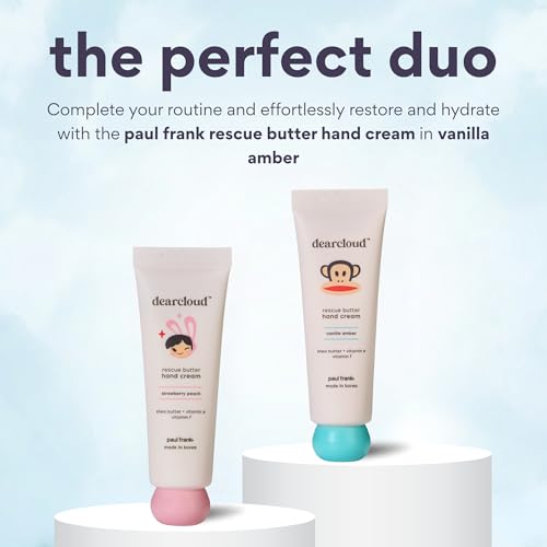 Paul Frank Rescue Butter Hand Cream – Shea Butter (Strawberry Peach) | Shea Butter · Vitamin E · Vitamin F · Paul Frank design · for dry & cracked hands