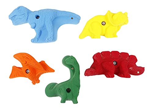 Atomik Rock Climbing Holds Set of 5 XL Dinosaurs in Assorted Bright Tones