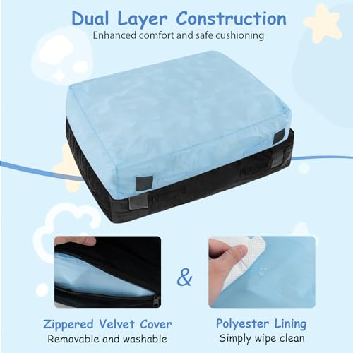 GYMAX Crash Pad for Kids Sensory, 4.75FTx4.75FT/4 FTx3 FT Sensory Crash Mat w/Washable Cover & Foam Blocks for Jump, Climb, Gymnastics, Sensory Therapy, Kids, Adults