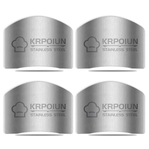 4 Pcs Kitchen Tool Kitchen Finger Hand Guard Avoid Knife Hurting,Stainless Steel 304 Finger Guard Cutting Knife Protector - color: Silver 4