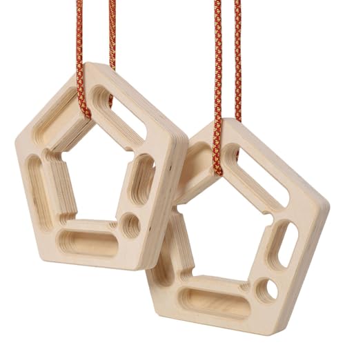 Portable Wooden Hangboard for Rock Climbing, Fingerboard Grip Strength Trainer with Rope – Lightweight, Non-Slip, No-Drill, Home & Outdoor Grip, Pull-Up & Finger Strength Training