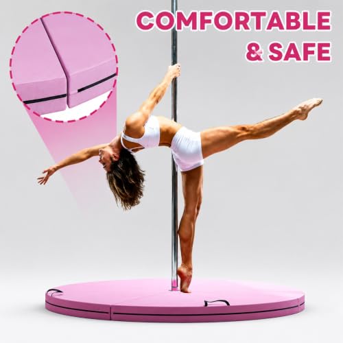 Folding Portable Pole Dance Crash Pad, Fitness Gymnastic Yoga Safety Protection Pad, Round Foldable Aerial Yoga Mat for Pole Dancing, Gymnastics, Aerial Hoop - size: 120*5cm/47.2*2in