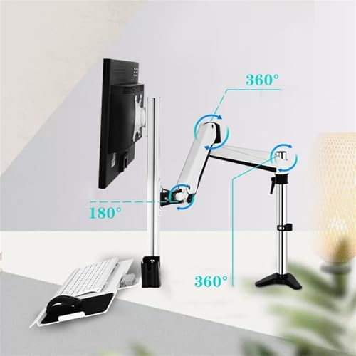 Monitor Arm, Single Monitor Desk Mount, Sit Stand Workstation with keyboard tray and mouse box, Height Adjustable gas spring Single Monitor Mount Arm, Holds up to 13.2lbs ,for Laptop, Computer ect(700 - size: 700mm