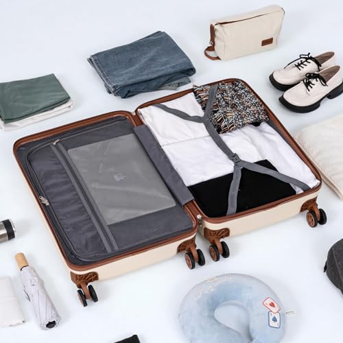 Cosbarn Carry On Luggage,3 Piece Carry On Suitcase,22x14x9 Airline Approved | Lightweight ABS Hardside Luggage, TSA-Approved Lock,Suitcases with Wheels,20Inch,Matching Duffle Bag,For Men&Women - color: Black, style: Carry on Luggage With Duffel Bag
