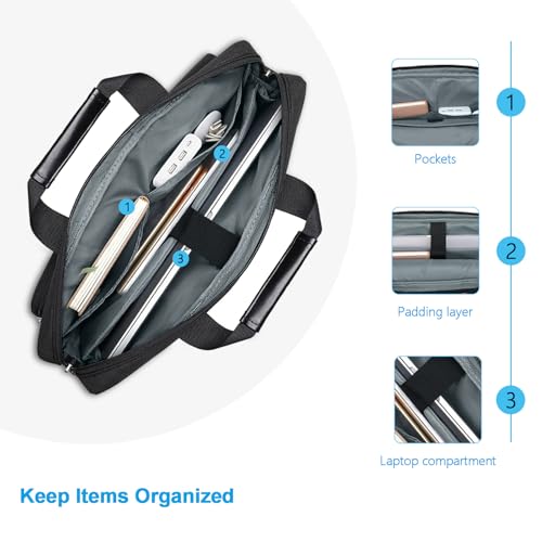 MOSISO Laptop Shoulder Bag 17.3 inch, 17-17.3 inch Computer Bag | Compatible with Dell XPS/HP Pavilion/Ideapad/Acer/HP Omen with 2 Raised&1 Flapover&1 Horizontal Pocket&Handle&Belt, Black - color: Black, size: 17.3 inch
