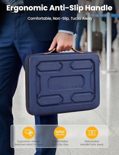 DOMISO Laptop Hard Case 15-16 inch Waterproof Shockproof Hard Shell Laptop Sleeve with Handle & Storage Pocket, Compatible with MacBook, HP, Dell, Dark Blue - color: Dark Blue, size: 15.6 inch