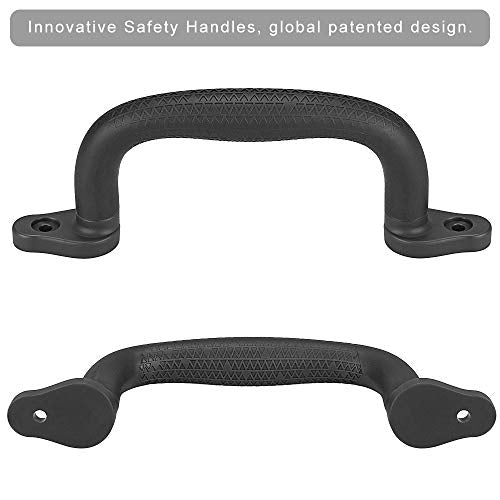 Dolibest 2-Pack Safety Handles for Swing Sets & Playsets - Monkey Bars with Anti-Skid Grip with Finger Indentations, Plastic Grab Handles, Easy Mounting for Climbing Frames, Playhouses, Treehouses - color: Black-2pcs