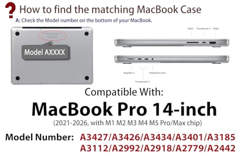 UESWILL Compatible with MacBook Pro 14 inch Case 2026-2021 Release with M5 M4 M3 M2 M1 Pro Max chip & Touch ID, Glossy Sparkly Hard Shell Protective Cover, Glitter Black - color: Glitter-Black, size: MacBook Pro 14" (M1 M2 M3 M4 M5)