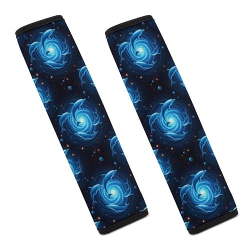 2 Pack Outer Space Swirl Ocean Marine Blue Galaxy Dolphin Seat Belt Shoulder Pad Universal Soft and Comfortable Shoulder Protector for Kids, Most Cars, Pressure Relief - color: Pattern 995