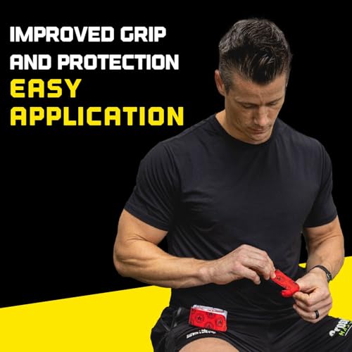 Goat Tape Yellow Super Stretchy Premium Thumb Tape(4-Pack) and Pre Cut Red Athletic Tape for Fingers - Extra Sticky Elastic Athletic Thumb Tape for Weightlifting