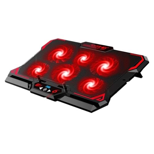 Compatible for 17-inch Gaming Laptop Cooling Pad with Six Fans, LED Screen and Dual USB Ports(Red (with Screen)) - color: Red (With Screen)