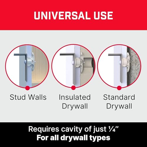 Bullfix Drywall Anchors and Screws Kit - Holds 255lbs - Starter 12 Pack | Heavy Duty Drywall Anchors for Shallow Hollow Cavity, Dry Wall Screws, 13/16" Drill Bit, Dry Wall Kit - size: 12 Pack