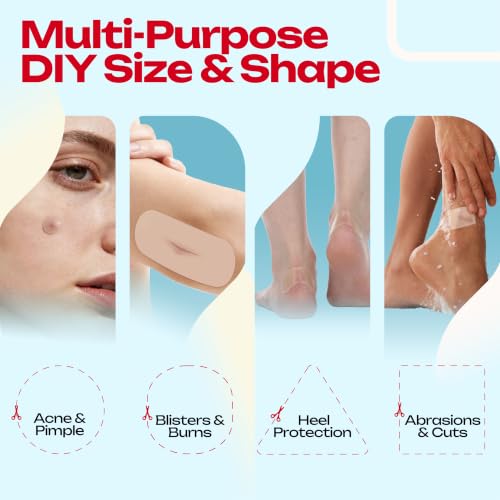 LIFARA Hydrocolloid Roll for Wound Care - Cut-to-Size, Extra Large Hydrocolloid Patch Bandages with Self-Adhesive, Waterproof, First Aid Kit Essential (3in*8ft, 11.8mils/ 0.3mm Thickness) - size: 3in*8ft, 11.8mil/ 0.3mm Thickness