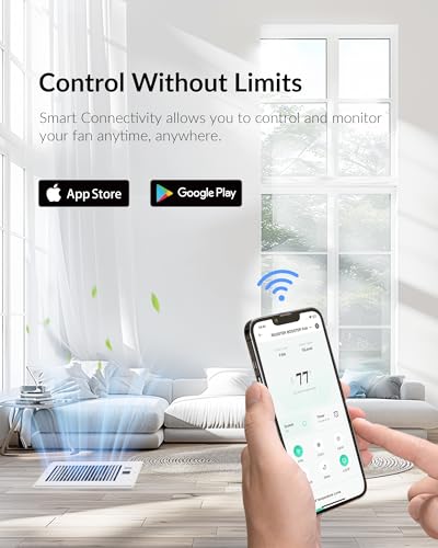 Super Quiet Register Booster Fan for 6" x 12" Register Holes, Smart Register Vent with Dual Intelligent Thermostat and WIFI App Control, Heating Cooling AC Vent Fan (White) - color: White, size: 6" x 12"