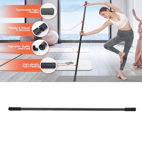 Yoga Stick, Steel Adjustable Stretching Stick, Adjustable Mobility Stick with Foam Handles for Exercise, Stretching, Balance