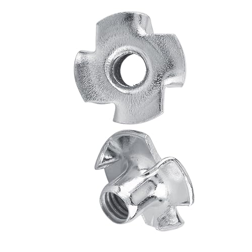 50pcs T Nuts,Zinc Plated Carbon Steel 4-Pronged Tee Nut for Wood, Rock Climbing Holds, Furniture (M6 (50 pcs/Pack)) - size: M6 (50 pcs/pack)