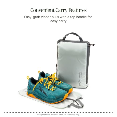 Eagle Creek Pack-It Isolate Shoe Sack, Black | Shoe Sack for Travel, Lightweight and Portable, Washable, Water-Resistant, Easy-Grab Zipper, Top Handle