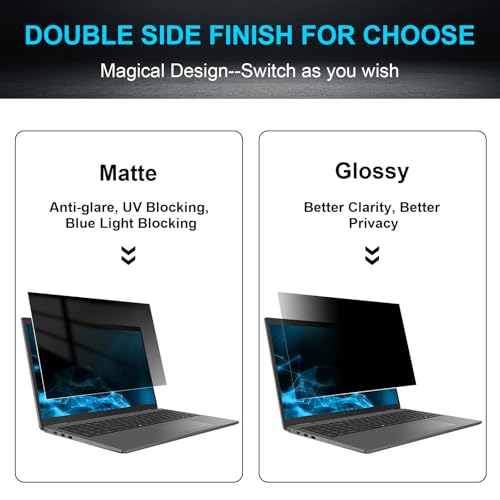 17 Inch Privacy Screen Filter for Laptop, 16:9 Aspect Ratio, Anti-Glare and Blue Light Blocking, Matte/Glossy Double-Sided