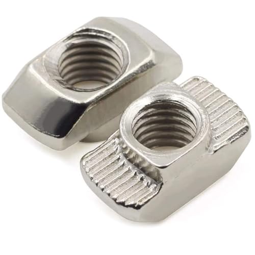 100 Pcs 3030 Series M6 T Nuts, T Slot Nut Hammer Head Fastener Nut, Nickel Plated Carbon Steel Nut for European Aluminum Profile,Drop in T Slot Nuts Assortment Kit(30-M6) - size: 30-M6(100 Pcs）