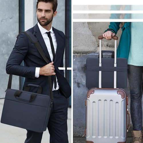 TECOOL Laptop Bag 15 15.6 16 Inch, Waterproof Laptop Carrying Case Sleeve | Messenger Bag Briefcase with Shoulder Strap for 15 15.6 16 Inch Lenovo HP Dell Acer ASUS Notebook, MacBook Pro 16,Dark Blue - color: Dark Blue, size: 15.6-16 Inch