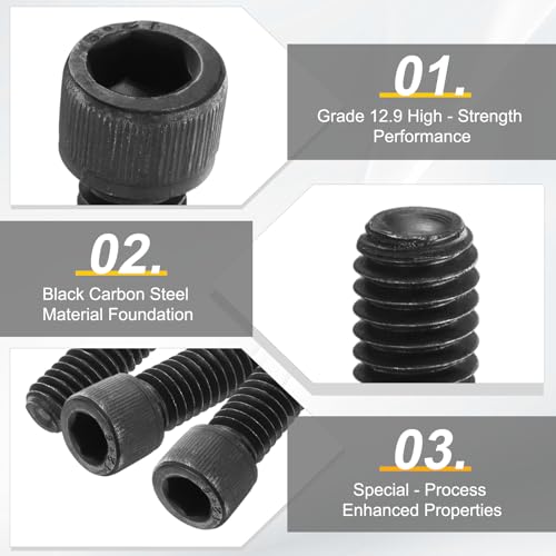 PATIKIL 3/8"-16 x 1-3/4 Socket Head Cap Screws Bolts, 10Pcs Carbon Steel Hex Head Metric Screws for Door Road Bicycle Mountain Bike Auto Ship Communication Equipment, Black - size: 3/8"-16 x 1-3/4