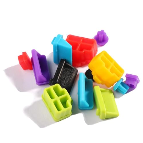 13Pcs/Set Protective Silicone USB RJ45 Port HDMI Interface Cover Anti-Dust Plug Dust Stopper Computer Accessories Dustproof Cover(Purple) - color: purple