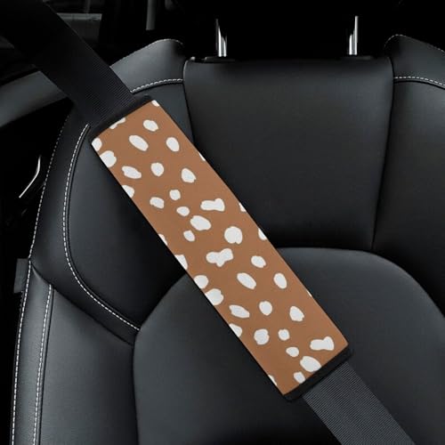 2 Pack White Brown Dots Skin Christmas Deer Print Seat Belt Cover Universal Fit Shoulder Protector for Adults and Children, Most Cars, Comfortable Driving - color: Pattern 177