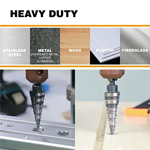 3/16"-7/8" Quick Change M2 Step Drill Bit Unibit Hole Drilling - size: 3/16" - 7/8’
