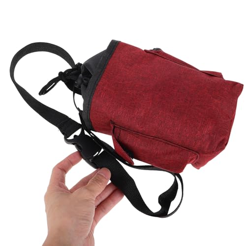 Zerodeko Burgundy Climbing Chalk Bag with Zippered Storage Pocket, Non-Slip Holder for Rock Climbing and Bouldering, Waist Pouch for Gymnastics and Outdoor Training