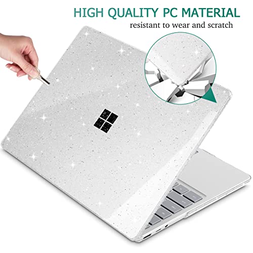 Mektron Glitter Microsoft Surface Laptop Go 2/1 Case 12.4 Inch Laptop Cover 2022-2020 Model 1943/2013 Plastic Hard Shell Case with Screen Protector + Keyboard Cover, Sparkle Crystal Clear - color: Sparkle Crystal Clear