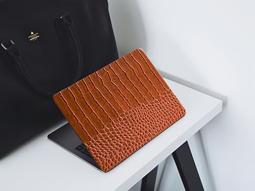 Crocodile Case for MacBook Air 13 inch 2026 M5, 2022-2025 M4/M3/M2 | Model A3449 A3240 A3113 A2681, Texture Crocodile Aligator Skin Snakeskin PU Leather Hardshell Case & Keyboard Cover, Brown - color: # Shiny Brown Crocodile