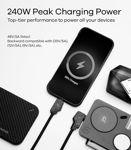 Aulumu M07 240W USB-C to USB-C Carbon Fiber Cable | USB 3.1 Gen2 10Gbps | 4K@60Hz Video Output Fast Charging | For iPhone 17/16/15 Pro Max, NVMe SSD, Galaxy S25/S24/S23 Ultra, MacBook Pro -Black 3.9FT - size: 3.9ft, style: Black - Carbon Fiber