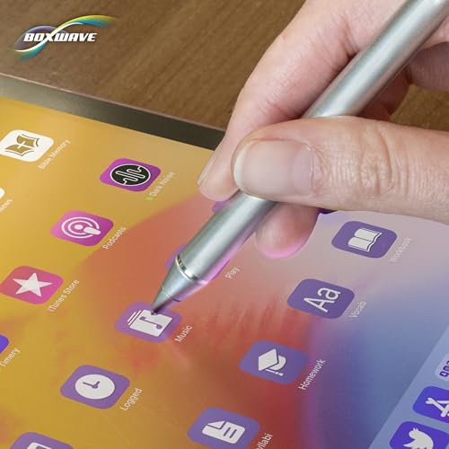 BoxWave Stylus Pen Compatible with EYY 2 in 1 Laptop Computer Model Yoga 3200U (15.6 in) - AccuPoint Active Stylus, Electronic Stylus with Ultra Fine Tip - Metallic Silver