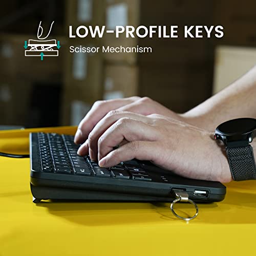 Perixx PERIBOARD-525 US, Wired Mini USB Keyboard with Touchpad - X Type Scissor Keys - 11.18x7.17x1.1 Inches - Build-in 2 USB Hubs - US English - style: Touchpad Keyboard