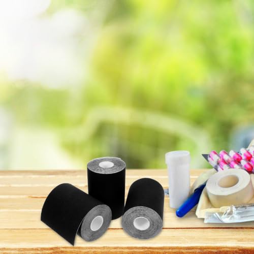 Outanaya 3pcs Athletic Tape for Injuries with Lifting Effect and Comfortable Fit, Black Spandex Tape for Sports, Rock Climbing, and Occasions Support