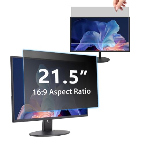 21.5" Privacy Screen Computer for 16:9 Aspect Ratio, 2-Sided Removable Anti-Peeping/Anti-Glare, Blue Light Block, UV Protect, Reduce Strain, Anti-Scratch, Fits 21.5-inch 16:9 Protector Film - size: 21.5inch 16:9