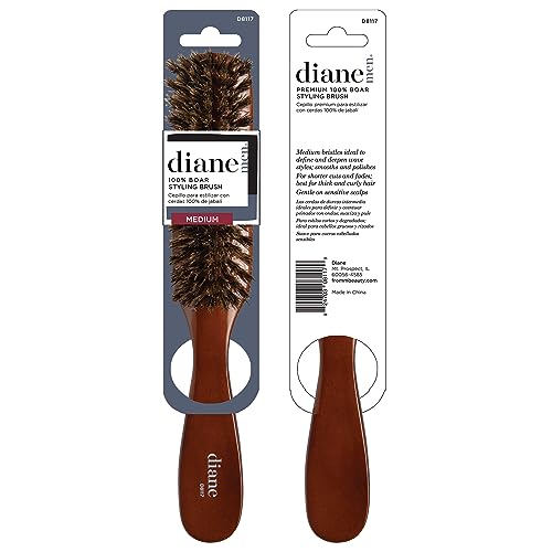 Diane Premium 100% Boar Bristle Styling Brush for Men and Barbers – Medium Bristles for Thick Coarse Hair – Use for Detangling, Smoothing, Wave Styles, Soft on Scalp, Restore Shine and Texture - style: 7 Row Styling
