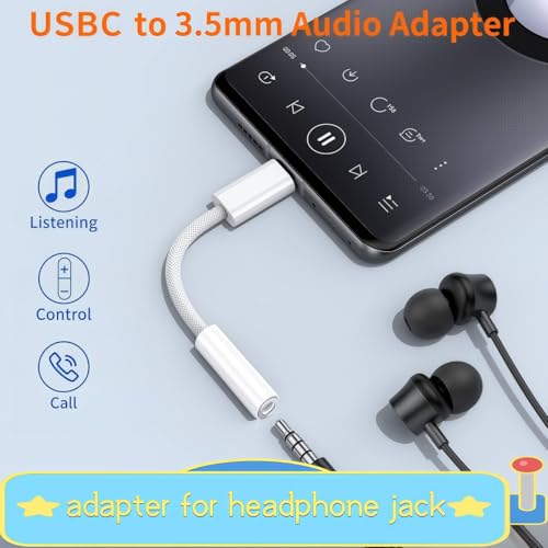 10Pack USB C to Headphone Jack Adapter,USB c to 1/8 inch Audio Adapter Compatible with iPhone 16 15 Samsung Galaxy S25,S24,S23 Ultra, Note 20, iPad Pro, MacBook, Pixel XL and More - size: 10 Pack