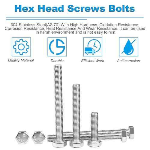5 Pcs M10 Hex Bolts M10-1.5 x 150mm Hex Head Screw Bolt 304 Stainless Steel M10-1.5mm Hexagon Bolts Hex Head Screws, Metric Machine Fully Thread, Bright Finish - size: M10-1.5 x 150mm