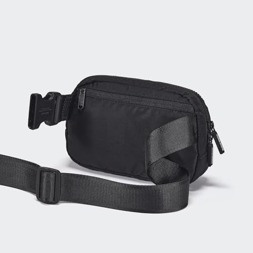 Pander Two Way Zipper Fanny Pack Nylon Everywhere Belt Bag for Women, Water Repellent Waist Packs, Crossbody Bags with Adjustable Strap (Black). | 1L nylon belt bag with a two-way zipper, three interior mesh pockets, and an adjustable strap for waist or c