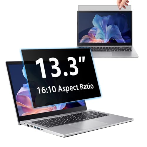 13.3" Privacy Screen Computer for 16:10 Aspect Ratio, 2-Sided Removable Anti-Peeping/Anti-Glare, Blue Light Block, UV Protect, Reduce Strain, Anti-Scratch, Fits 13.3-inch 16:10 Protector Film - size: 13.3inch 16:10