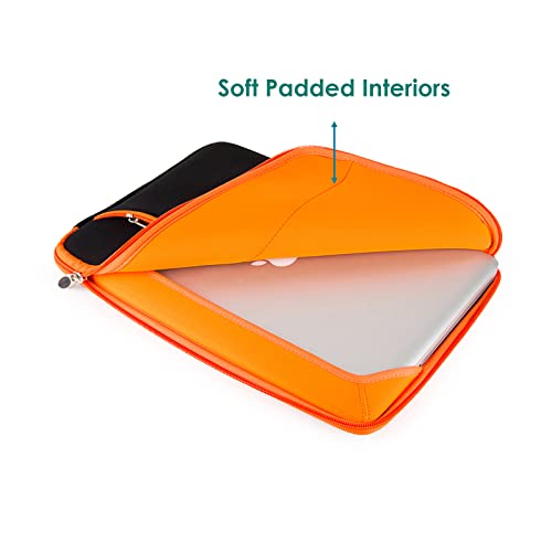 13 Inch Laptop Carrying Sleeve Neoprene Water Resistant Bag with Accessories Pocket-Compatible with AirBook 13 (Orange) - color: Black/Orange
