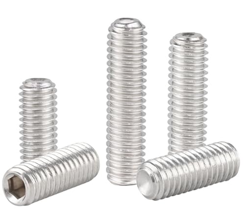50Pcs M3-0.5 x 4mm Hex Socket Set Grub Screws,Headless Cup Point,Flat Point Grub Bolt,Internal Hex Drive,304 Stainless Steel,Headless Concave End,Metric External Thread,for Towel Rack Door Knob - size: M3-0.5 x 4mm(50)