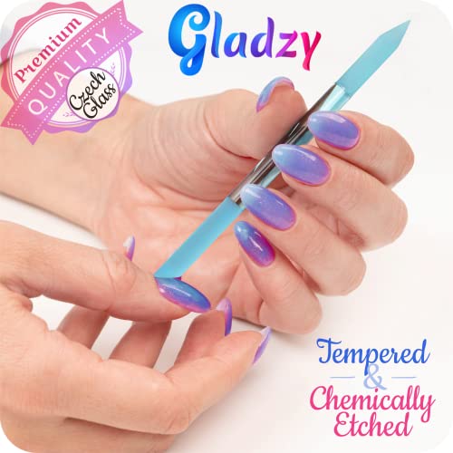 Genuine Czech Glass Nail File Set by GLADZY - Callus Remover Foot Rasp, Cuticle Pusher Manicure Stick, Double Sided Etched Different Grit Surface, Professional Nail Care Tool Kit, Made in EU - color: All-in-one Set