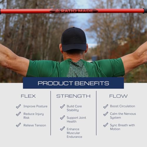 Stretch Stick, flexibility trainer, and mobility aid - color: Cherry, size: 54 inches