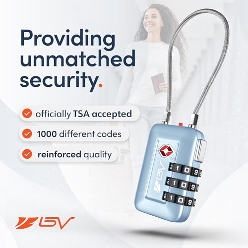 TSA Accepted Luggage Travel Lock, Set-Your-Own Combination Lock for School Gym Locker, Luggage Suitcase Baggage Locks, Filing Cabinets, Toolbox, Case (Arctic Blue, 1 Pack) - color: Arctic Blue 1-Pack