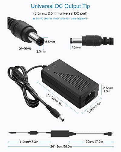 ALITOVE DC 12V 5A Power Supply Adapter 60W 12 Volt Transformer 5Amp 4A 3A | 5 Pack, 12V Power Supply with 5.5x2.5mm Plug, AC Adapter 100-240V 50-60Hz to 12 Volt, for LED Light CCTV Security Camera - size: 5 Pack