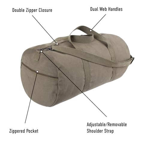 Rothco Heavy-Duty Canvas Shoulder Duffle Bag - Rugged Travel Gym Gear Equipment Bag - color: Work Brown, size: 19 Inches